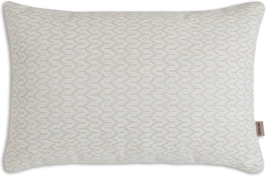 Knit Factory Evita Sierkussen Rechthoekig kussen woonkamer Bank kussen Decoratie kussen Modern Beige 60x40 cm Kussenhoes inclusief kussenvulling