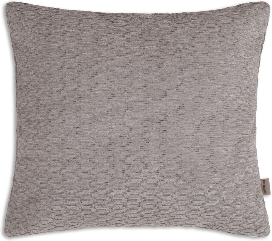 Knit Factory Evita Sierkussen Vierkant kussen woonkamer Bank kussen Decoratie kussen Modern Taupe 50x50 cm Kussenhoes inclusief kussenvulling