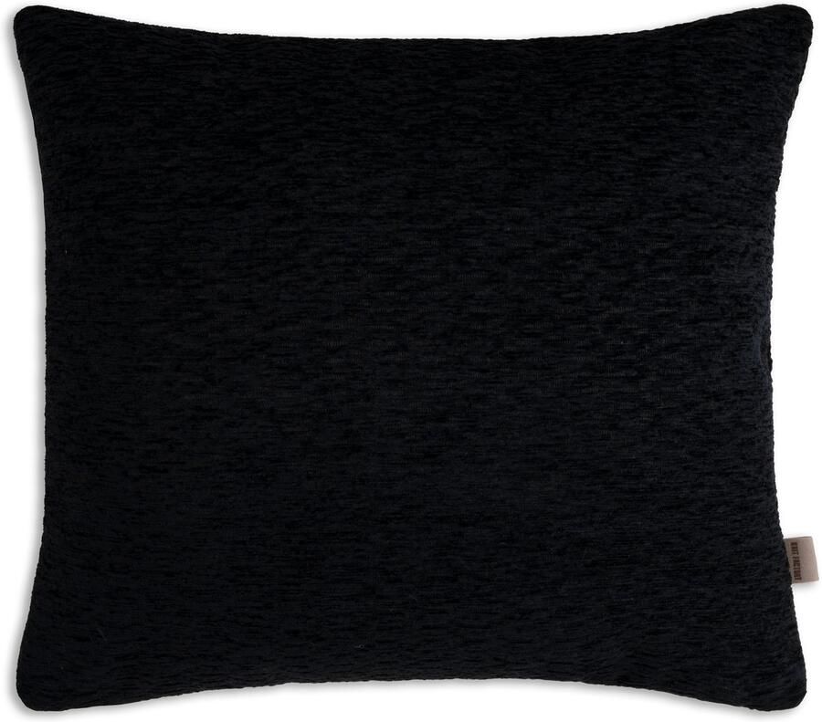 Knit Factory Evita Sierkussen Vierkant kussen woonkamer Bank kussen Decoratie kussen Modern Zwart 50x50 cm Kussenhoes inclusief kussenvulling