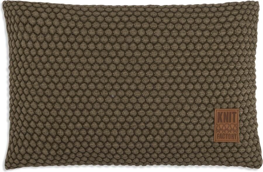 Knit Factory Juul Sierkussen Rechthoekig kussen woonkamer Bank kussen Decoratie kussen Groen Olive 60x40 cm Kussenhoes inclusief kussenvulling