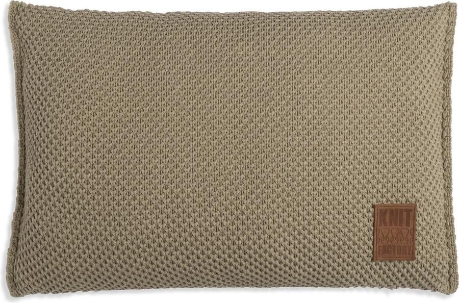 Knit Factory Lynn Sierkussen Rechthoekig kussen woonkamer Bank kussen Decoratie kussen Olive 60x40 cm Kussenhoes inclusief kussenvulling