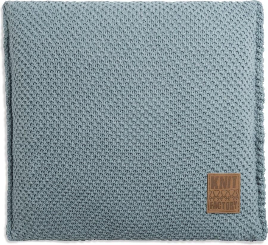 Knit Factory Lynn Sierkussen Vierkant kussen woonkamer Bank kussen Decoratie kussen Stone Green 50x50 cm Kussenhoes inclusief kussenvulling