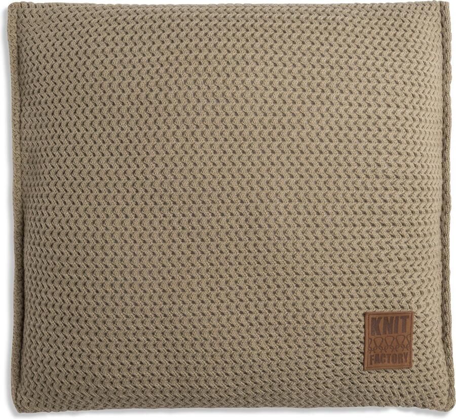 Knit Factory Maxx Sierkussen Vierkant kussen woonkamer Bank kussen Decoratie kussen Olive 50x50 cm Kussenhoes inclusief kussenvulling