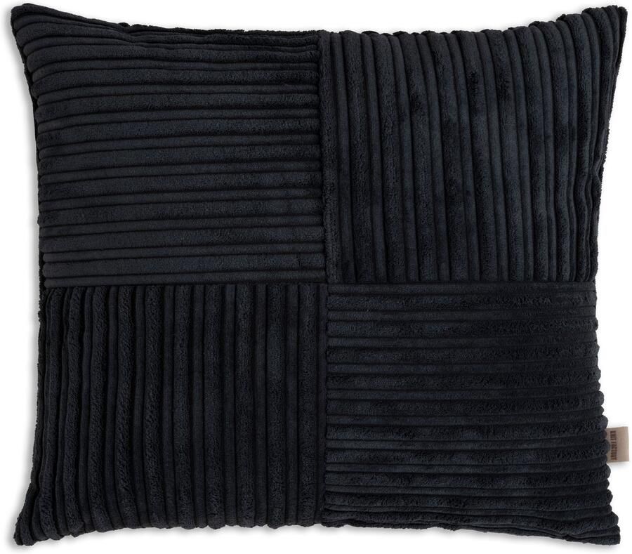 Knit Factory Ritz Sierkussen Vierkant kussen woonkamer Bank kussen Decoratie kussen Modern Zwart 50x50 cm Superzacht Kussenhoes inclusief kussenvulling