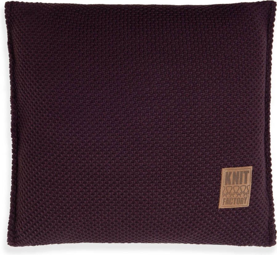 Knit Factory Lynn Sierkussen Vierkant kussen woonkamer Bank kussen Decoratie kussen Aubergine 50x50 cm Kussenhoes inclusief kussenvulling