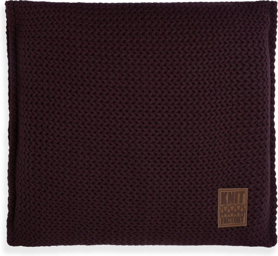 Knit Factory Maxx Sierkussen Vierkant kussen woonkamer Bank kussen Decoratie kussen Aubergine 50x50 cm Kussenhoes inclusief kussenvulling