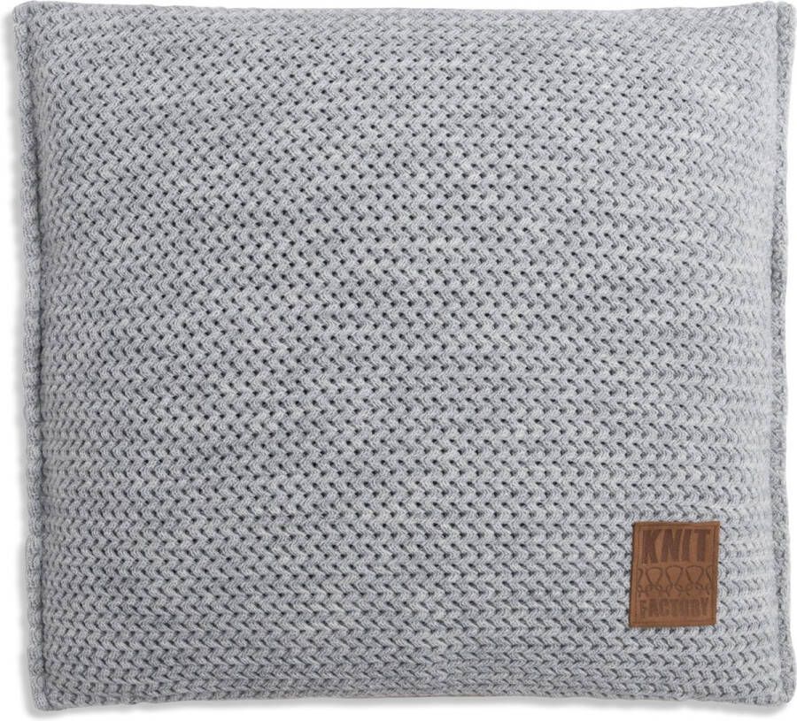 Knit Factory Maxx Sierkussen Vierkant kussen woonkamer Bank kussen Decoratie kussen Licht Grijs 50x50 cm Kussenhoes inclusief kussenvulling - Foto 1