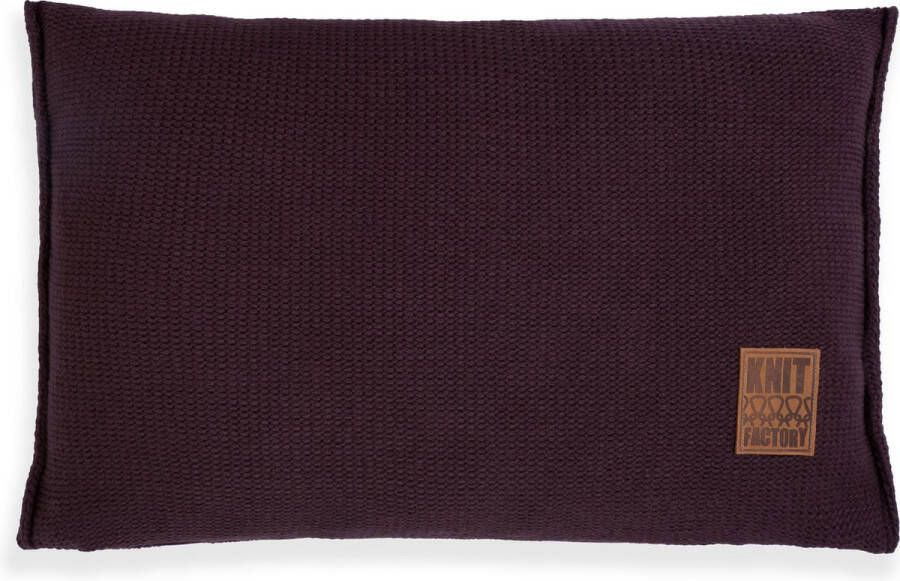 Knit Factory Uni Sierkussen Rechthoekig kussen woonkamer Bank kussen Decoratie kussen Aubergine 60x40 cm Kussenhoes inclusief kussenvulling - Foto 1