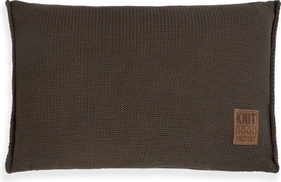 Knit Factory Uni Sierkussen Rechthoekig kussen woonkamer Bank kussen Decoratie kussen Dark Taupe 60x40 cm Kussenhoes inclusief kussenvulling