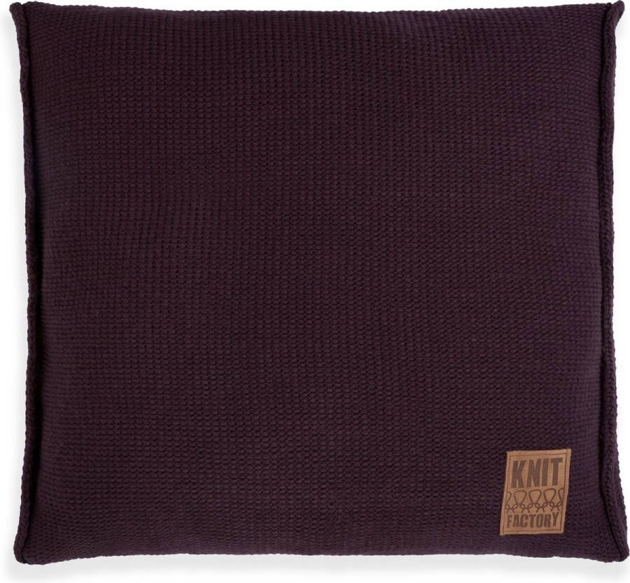 Knit Factory Uni Sierkussen Vierkant kussen woonkamer Bank kussen Decoratie kussen Aubergine 50x50 cm Kussenhoes inclusief kussenvulling