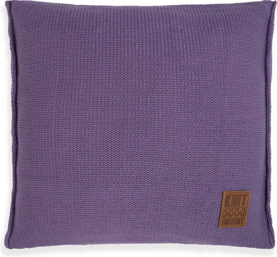 Knit Factory Uni Sierkussen Vierkant kussen woonkamer Bank kussen Decoratie kussen Violet 50x50 cm Kussenhoes inclusief kussenvulling