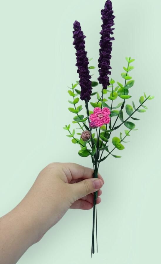 Knuffelsenzo Gehaakt veldboeket Roze Lavendel Veldboeket- Zonnebloem Roze Paars Kunstboeket Duurzaam Kunstbloemen Bureau Tafelboeket Roos Decoratie Sfeer Inrichting Feest Cadeau - Foto 2