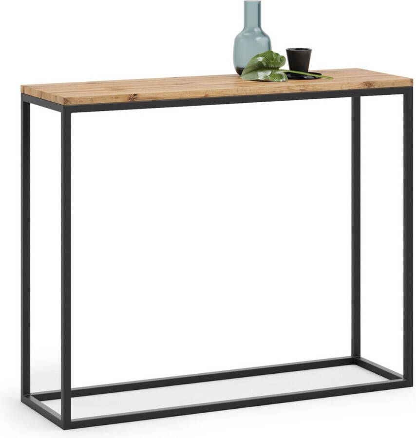 Kobi Industriële sidetable hout & metaal 100x80x30 cm