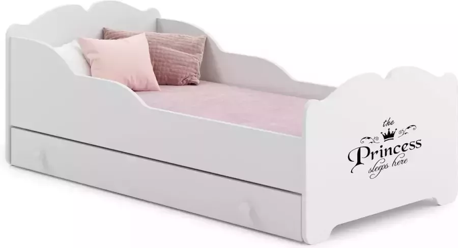 Kiddosworld Kinderbed Anna 140x70 met kinderafbeeldingen en een lade inclusief matras en onderstel