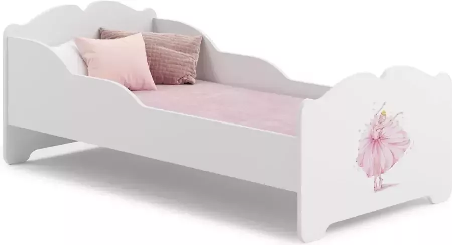 Kiddosworld Kinderbed Anna 160x80 met grafische elementen voor kinderen en een matras met lattenbodem