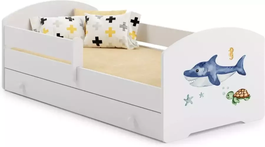 Kiddosworld Kinderbed Luk 160x80 met kinderafbeeldingen en een lade railing matras en frame inbegrepen - Foto 2