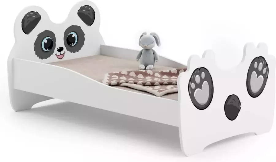 Viking Choice Kinderbed 160x80cm met matras panda thema wit grijs zwart