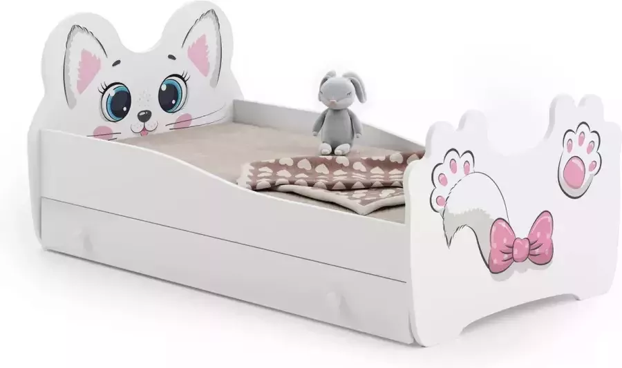 Kobi Kinderbed Roze kat 160x80 met lade matras en lattenbodem inbegrepen