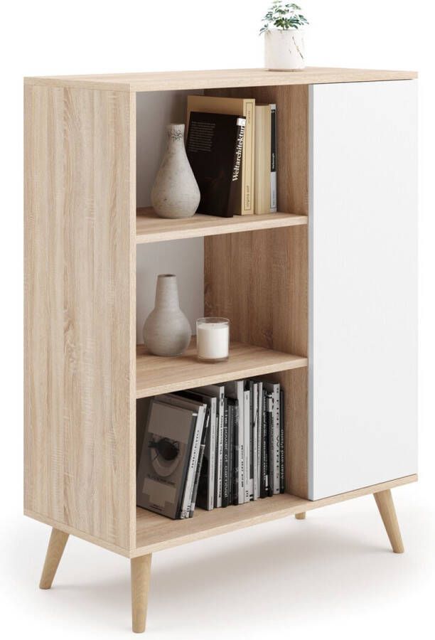 Viking Choice Boekenkast 90x40x116 cm houten poten bruin wit