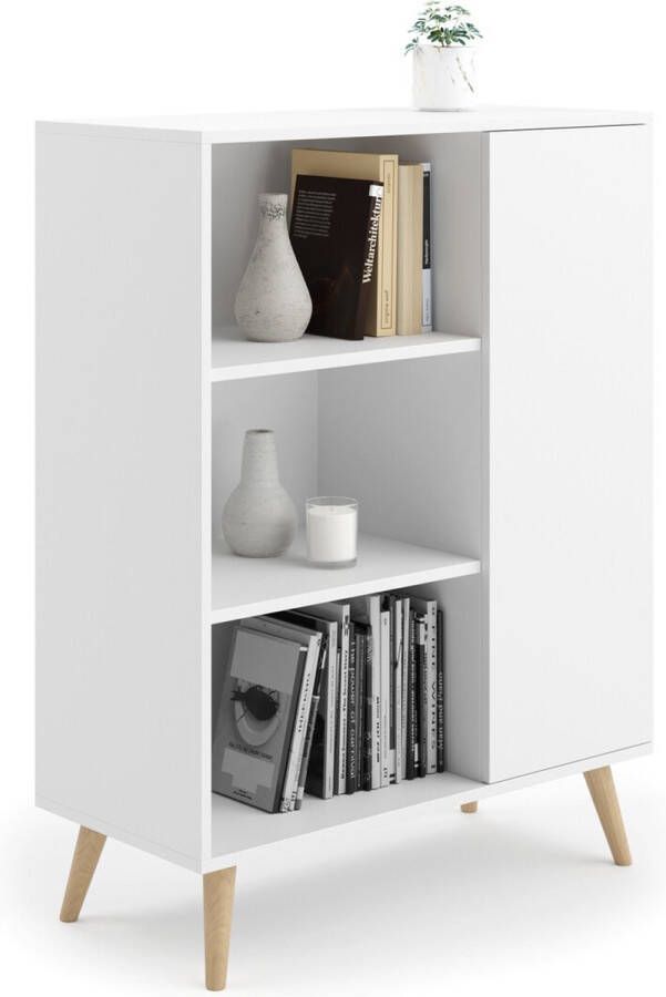 Viking Choice Boekenkast 90x40x116 cm houten poten wit