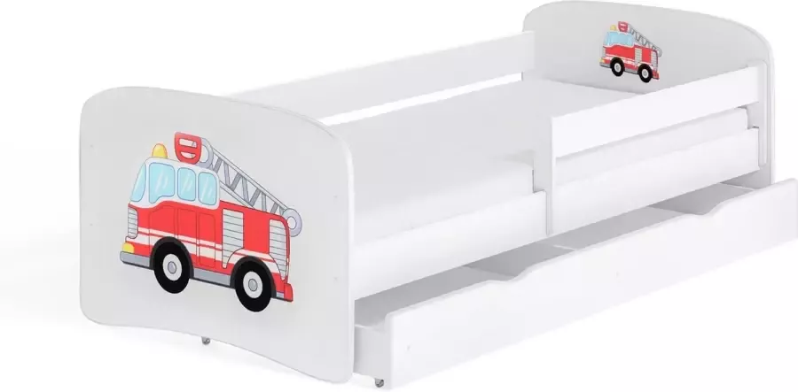 Kocot Kids Bed babydreams wit brandweer met lade met matras 160 80 Kinderbed Wit - Foto 1