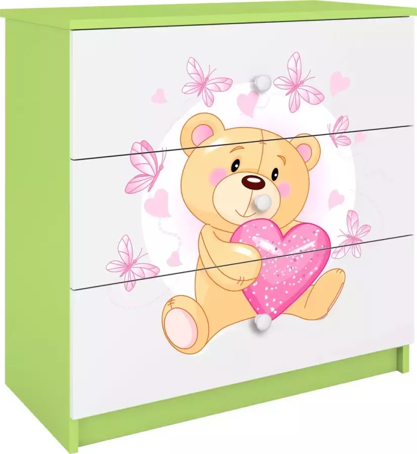 Kocot Kids Ladekast babydreams groen teddybeer vlinders Halfhoge kast Groen