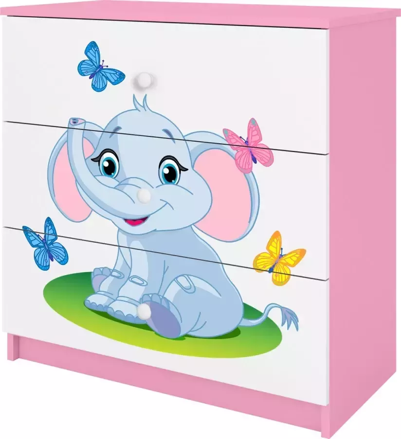 Kocot Kids Ladekast babydreams roze babyolifant Halfhoge kast Roze