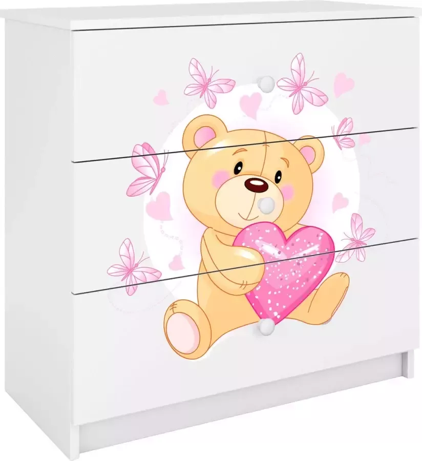 Kocot Kids Ladekast babydreams wit teddybeer vlinders Halfhoge kast Wit