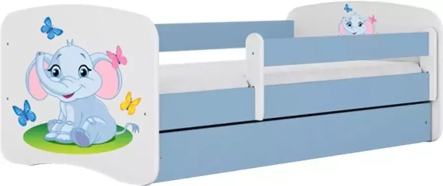 Kocot Kids Bed babydreams blauw babyolifant met lade zonder matras 180 80 Kinderbed Blauw