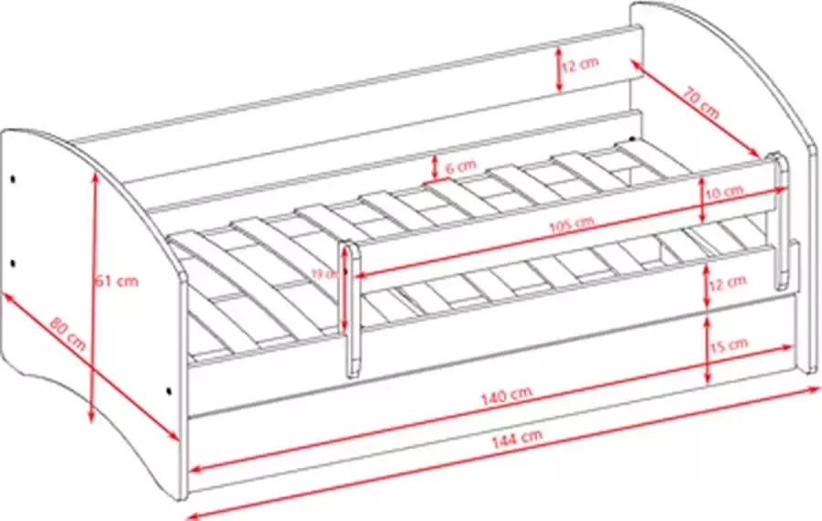 Kocot Kids Bed babydreams blauw baby dino zonder lade zonder matras 160 80 Kinderbed Blauw - Foto 2