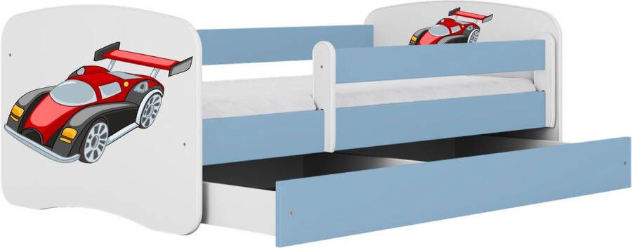 Kocot Kids Bed babydreams blauw raceauto met lade met matras 140 70 Kinderbed Blauw