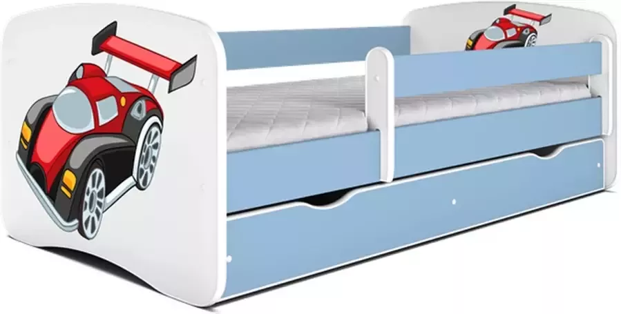 Kocot Kids Bed babydreams blauw raceauto zonder lade matras 140 70