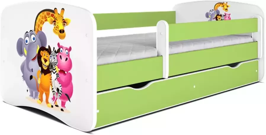 Kocot Kids Bed babydreams groen dierentuin met lade zonder matras 140 70 Kinderbed Groen