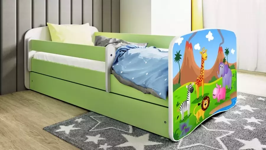 Kocot Kids Bed babydreams groen dierentuin met lade met matras 160 80 Kinderbed Groen