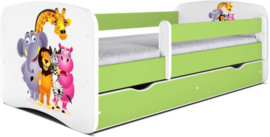 Kocot Kids Bed babydreams groen dierentuin met lade met matras 160 80 Kinderbed Groen