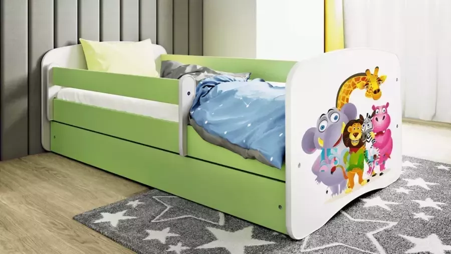 Kocot Kids Bed babydreams groen dierentuin met lade zonder matras 180 80 Kinderbed Groen