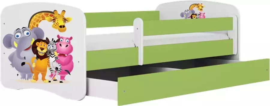 Kocot Kids Bed babydreams groen dierentuin zonder lade met matras 160 80 Kinderbed Groen - Foto 2