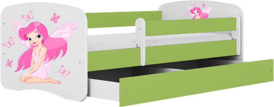 Kocot Kids Bed babydreams groen fee met vlinders met lade met matras 140 70 Kinderbed Groen