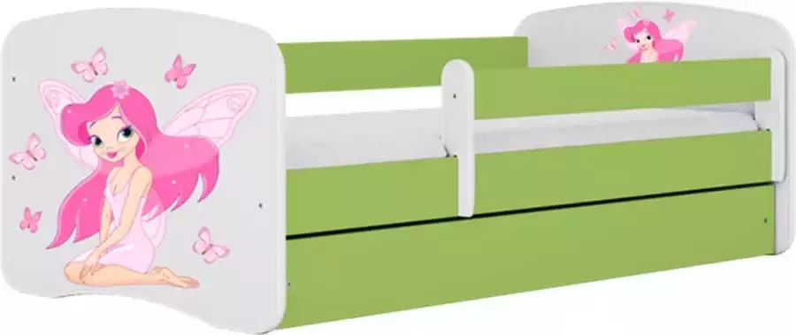 Kocot Kids Bed babydreams groen fee met vlinders zonder lade met matras 140 70 Kinderbed Groen