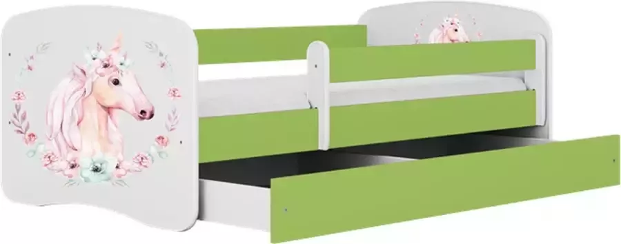 Kocot Kids Bed babydreams groen paard met lade met matras 140 70 Kinderbed Groen