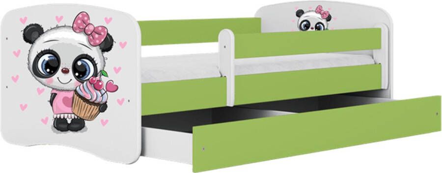 Kocot Kids Bed babydreams groen panda met lade met matras 140 70 Kinderbed Groen