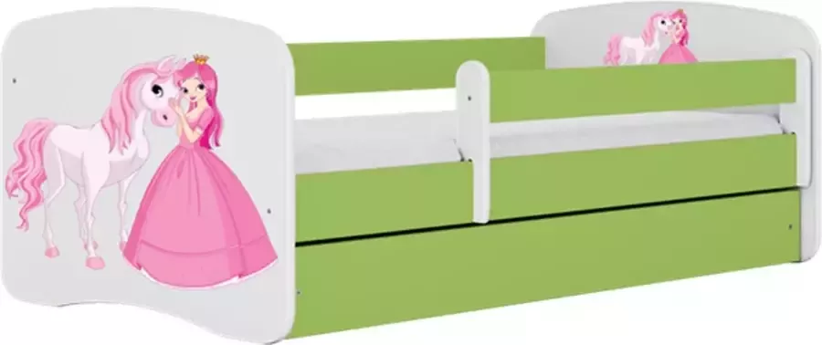 Kocot Kids Bed babydreams groen prinses paard met lade met matras 140 70 Kinderbed Groen