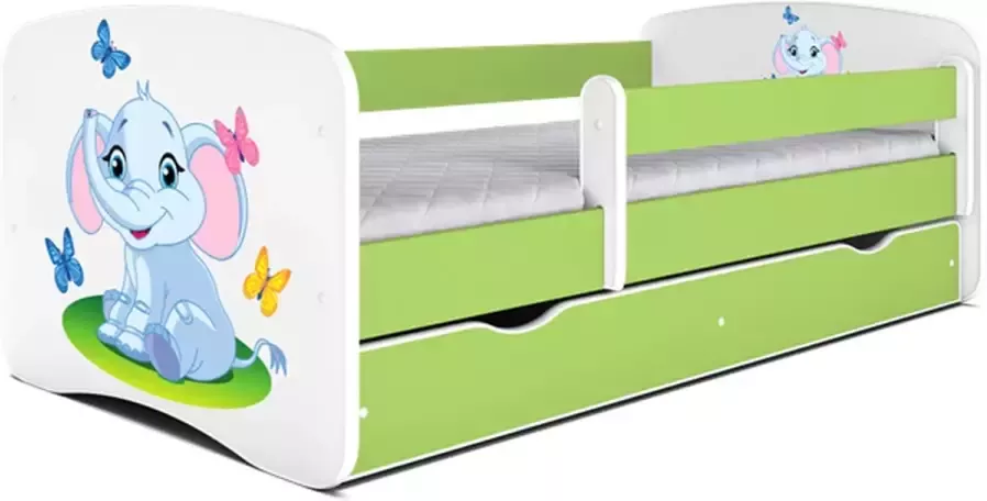 Kocot Kids Bed babydreams groen zonder patroon met lade met matras 180 80 Kinderbed Groen