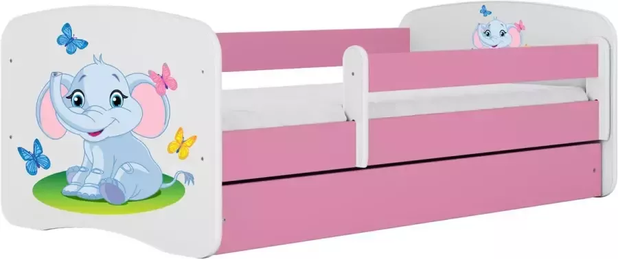 Kocot Kids Bed babydreams roze babyolifant met lade zonder matras 160 80 Kinderbed Roze