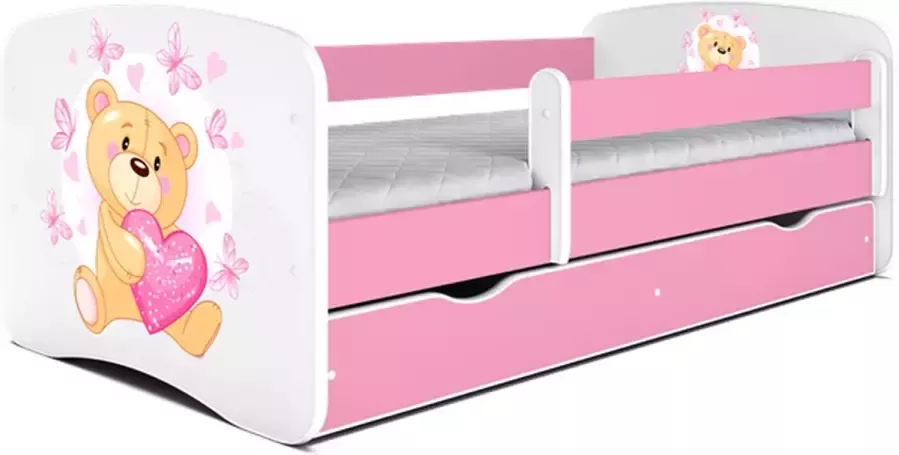 Kocot Kids Bed babydreams roze raceauto met lade matras 140 70