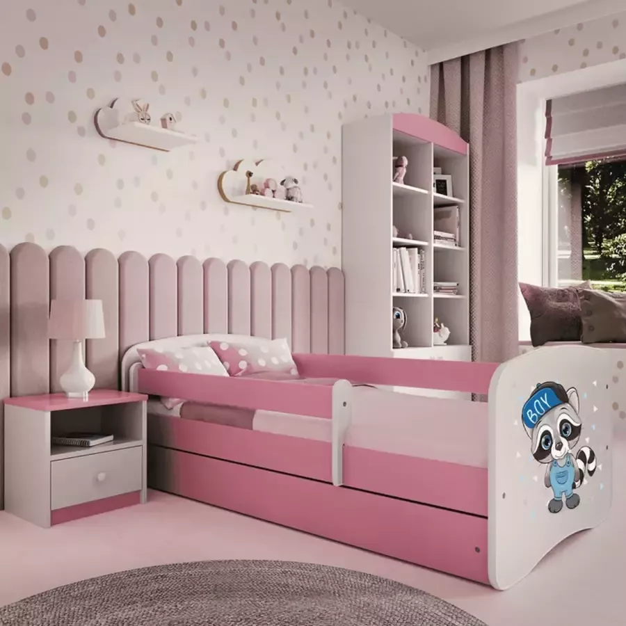 Kocot Kids Bed babydreams roze wasbeer met lade met matras 140 70 Kinderbed Roze