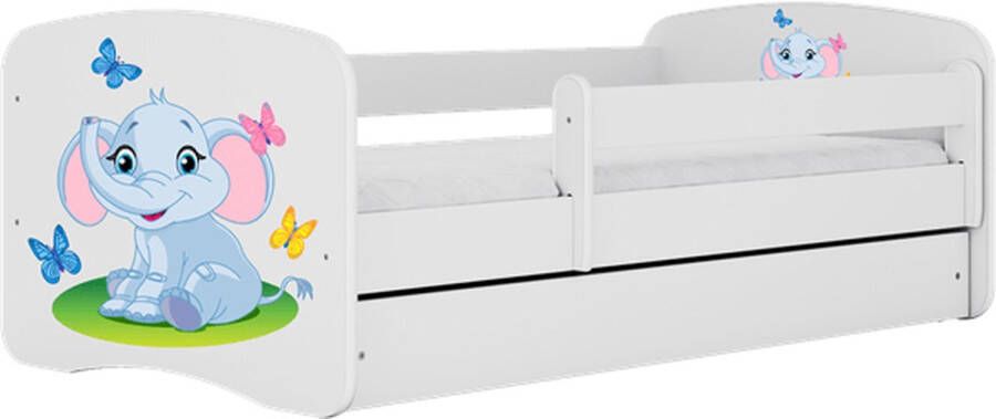 Kocot Kids Bed babydreams wit babyolifant met lade met matras 140 70 Kinderbed Wit