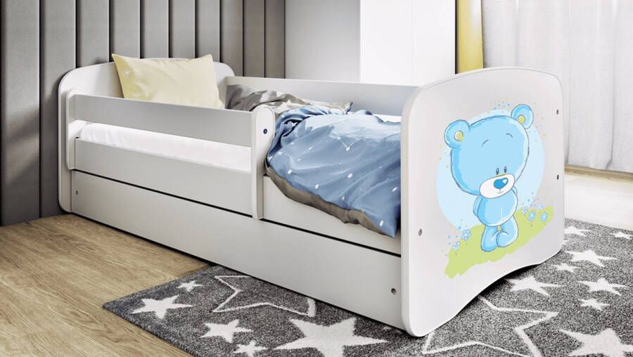 Kocot Kids Bed babydreams wit blauw teddybeer met lade met matras 140 70 Kinderbed Blauw