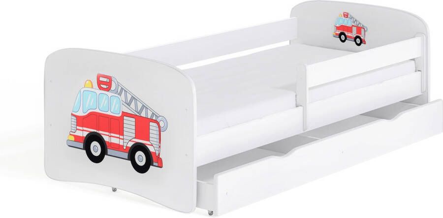 Kocot Kids Bed babydreams wit brandweer met lade met matras 140 70 Kinderbed Wit