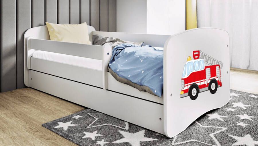 Kocot Kids Bed Babydreams wit brandweer met lade met matras 140 70 Kinderbed Wit